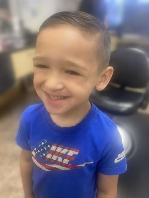 Children's cut with tapered sides.