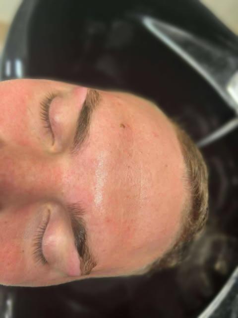 Eyebrow wax close-up.