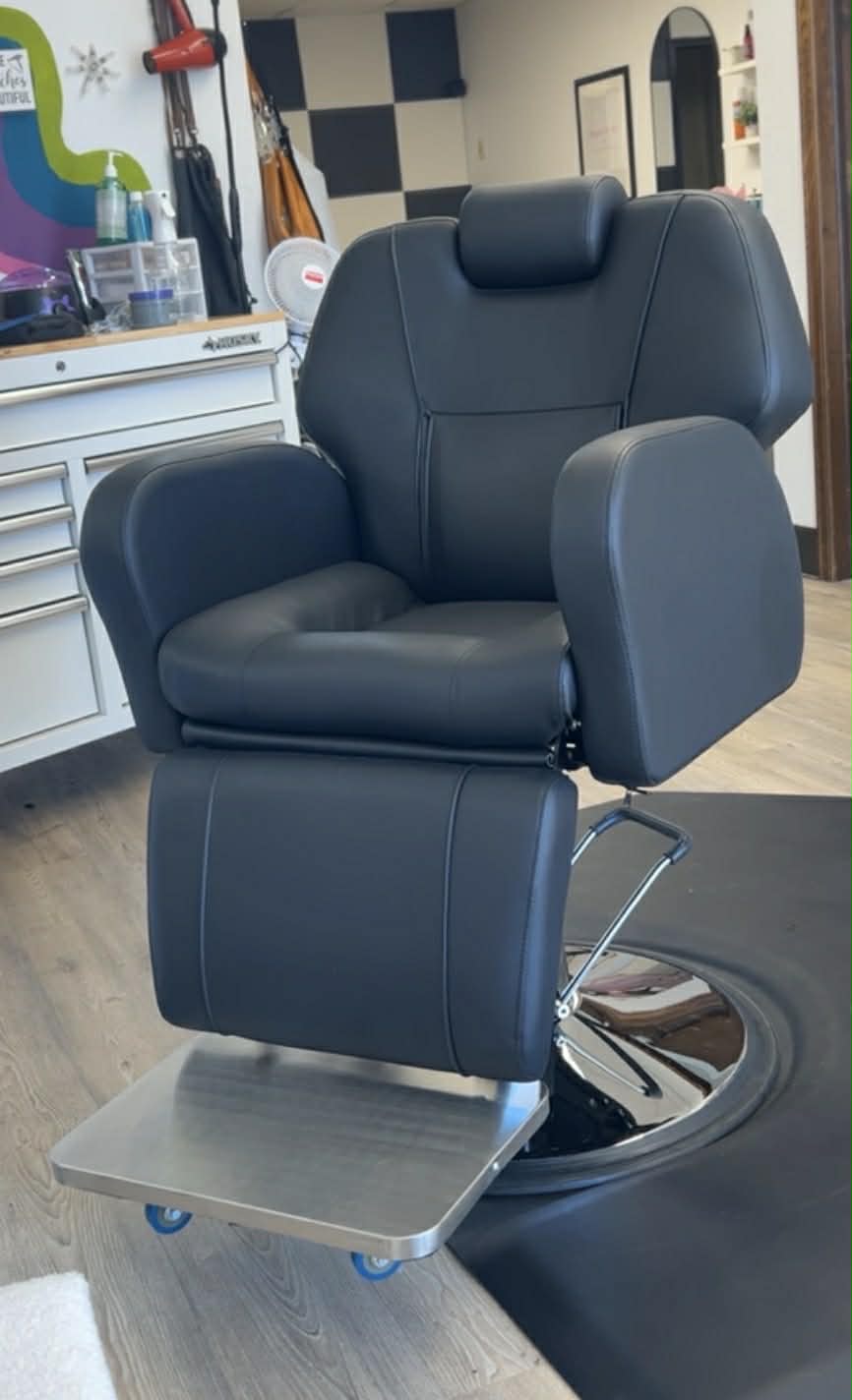 Salon station chair setup.